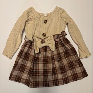 Plaid Dress with Bow Accent
